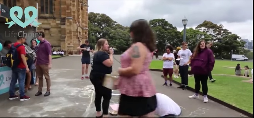 Angry pro abortion feminists lose their minds over a pro life student club at Sydney Uni O Week